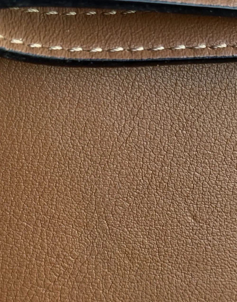 Leather and stitching close up