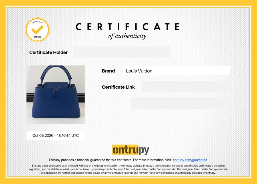 Сертификат Entrupy: Louis Vuitton, сумка, 5 октября