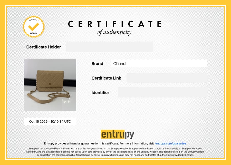 Сертификат Entrupy: Chanel, сумка, 16 октября