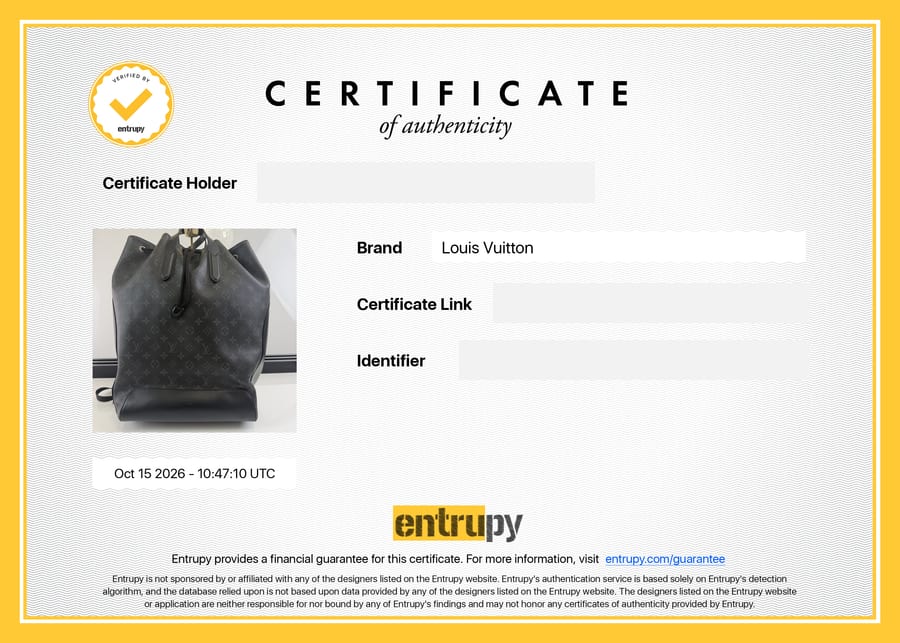 Сертификат Entrupy: Louis Vuitton, сумка, 15 октября