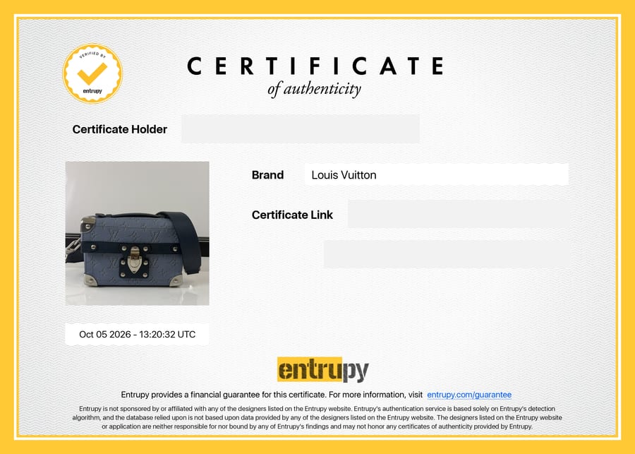 Сертификат Entrupy: Louis Vuitton, сумка, 5 октября